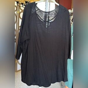 Eddie Bauer Black Modal Blend 3/4 Sleeve Keyhole Top XXL